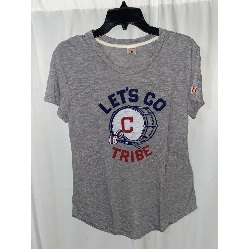 Homage Cleveland Indians Lets Go Tribe Drum Shirt Womens Small‎